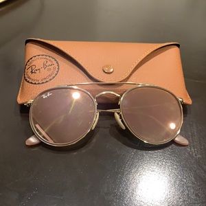 Ray Bans-Round Double Bridge (Gradient Flash/Gold)